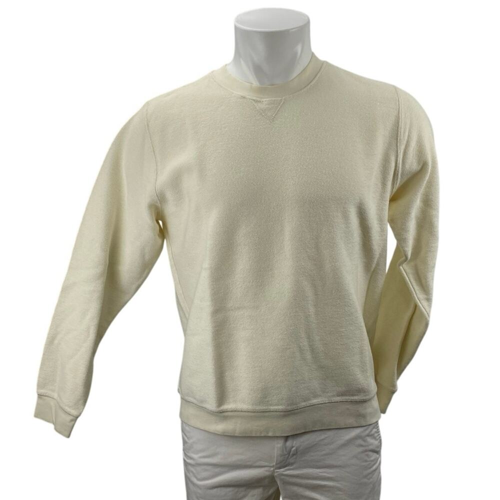 Lands' End Men's Cream Long Sleeve Crew Neck Pullover Sweater Sweatshirt Top  M